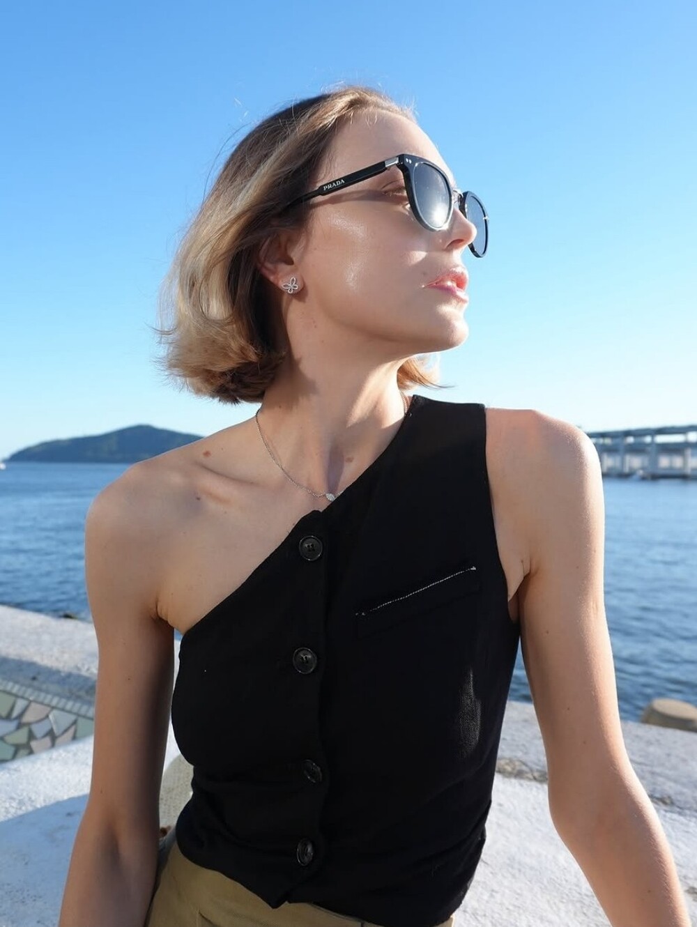ZW COLLECTION ASYMMETRIC VEST TOP SIZE M